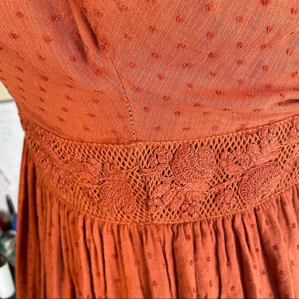 Free People Sugarpie Mini Cinnamon Swiss Dot V-neck Dress - Picture 11 of 15